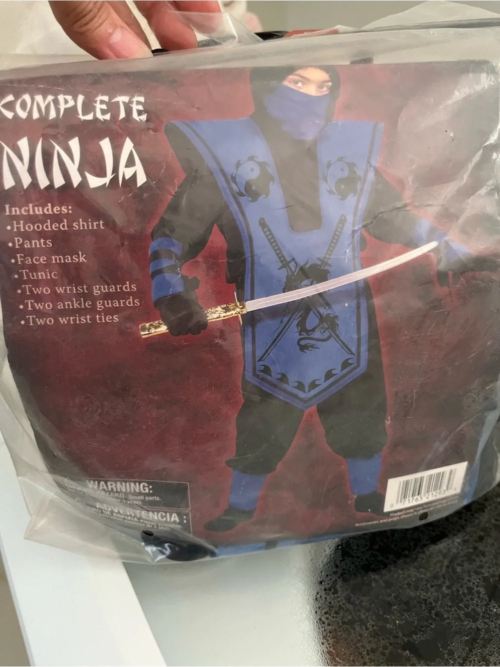 Blue Ninja Kids Costume with Hooded Tunic and Mask